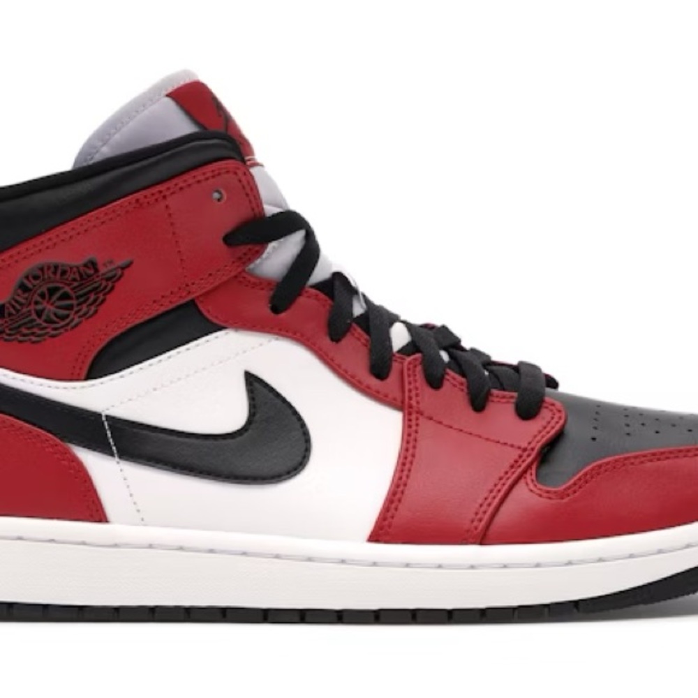 Jordan 1 Mid Men's Red and Black Sneakers